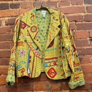 Chico's Boho Hippie Colorful Fully Embroidered Blazer Size‎ 3 XL Made in India